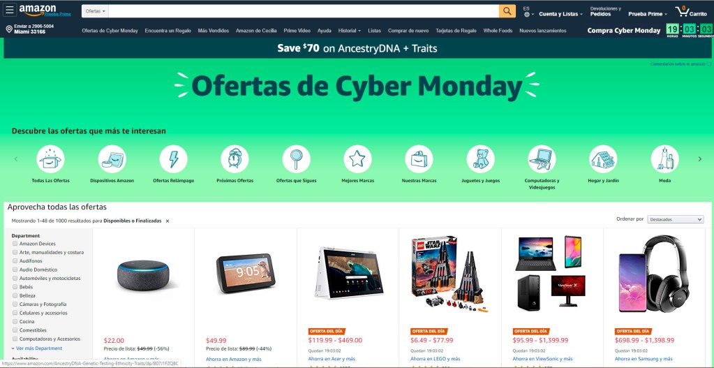 Cyber Monday 2019  en Amazon
