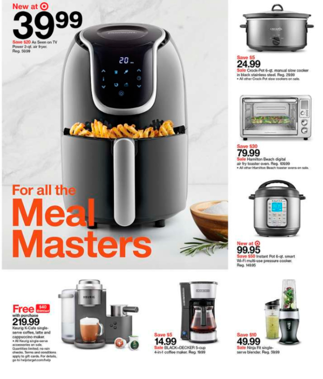 Electrodomésticos y artículos para cocina con descuento, como una air fryer por solo $39.99