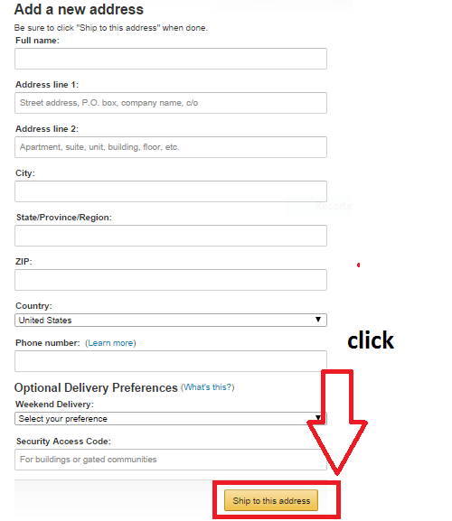 Agregar dirección en Amazon