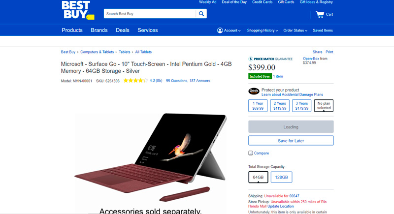 Surface Go en Best Buy por $399