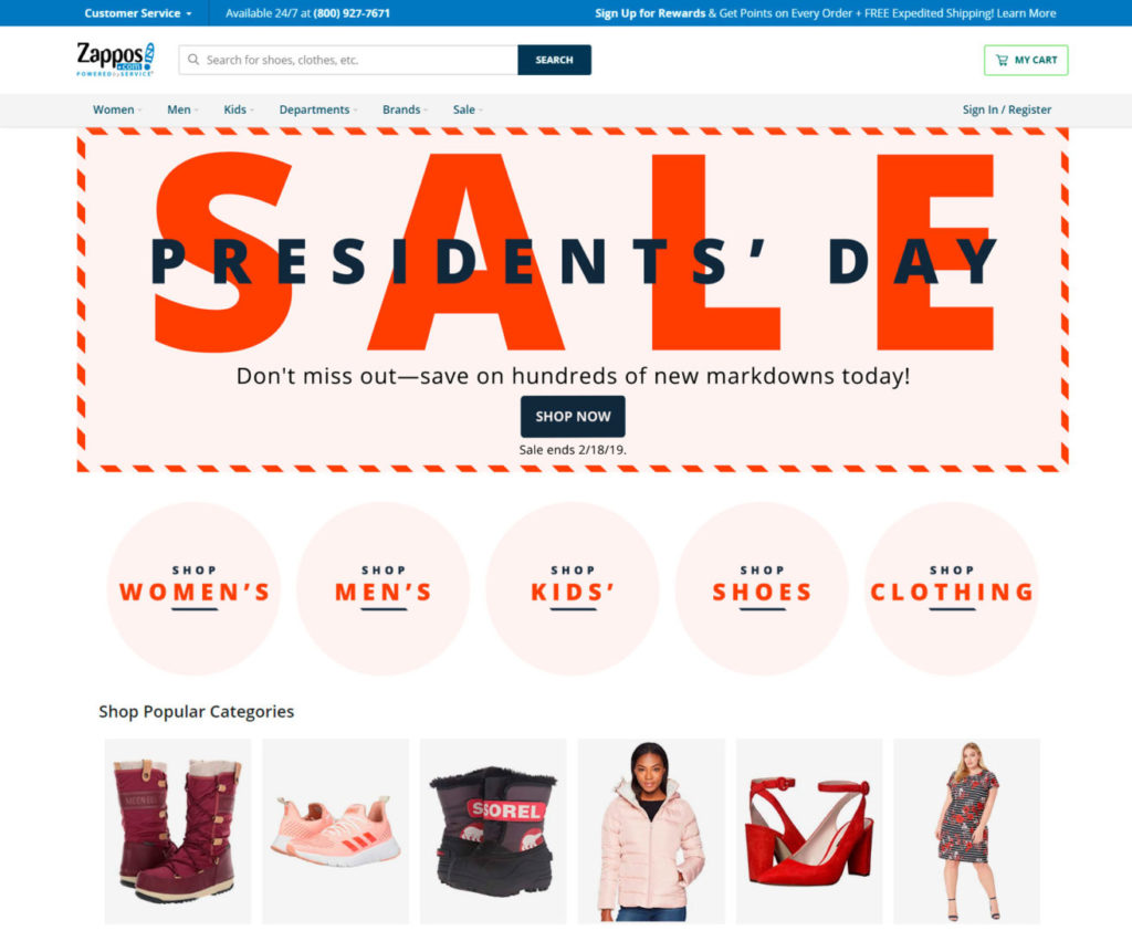 OFERTAS DE PRESIDENT’S DAY EN ZAPPOS