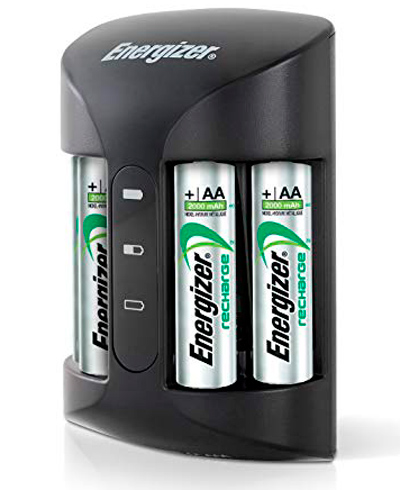 Cargador de pilas con 4 pilas AA Energizer NiMH recargables, incluidas