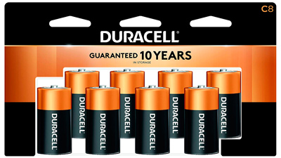 Pilas alcalinas Duracell Plus, tamaño C, 1.5 V DC, paquete de 8 pilas