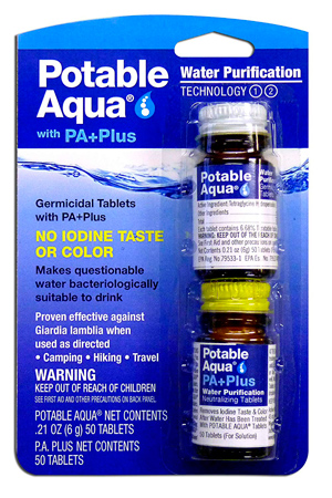 Tabletas purificadoras de agua, Potable Aqua Water (50 Tab)