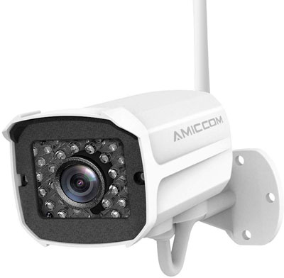 Cámara de seguridad al aire libre, cámara WiFi 1080P Amiccom