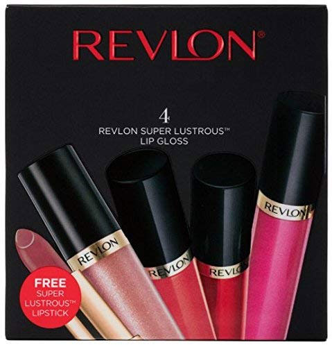 Revlon Super Lustrous Lip Gloss, 4 Piece Lip Kit Gift